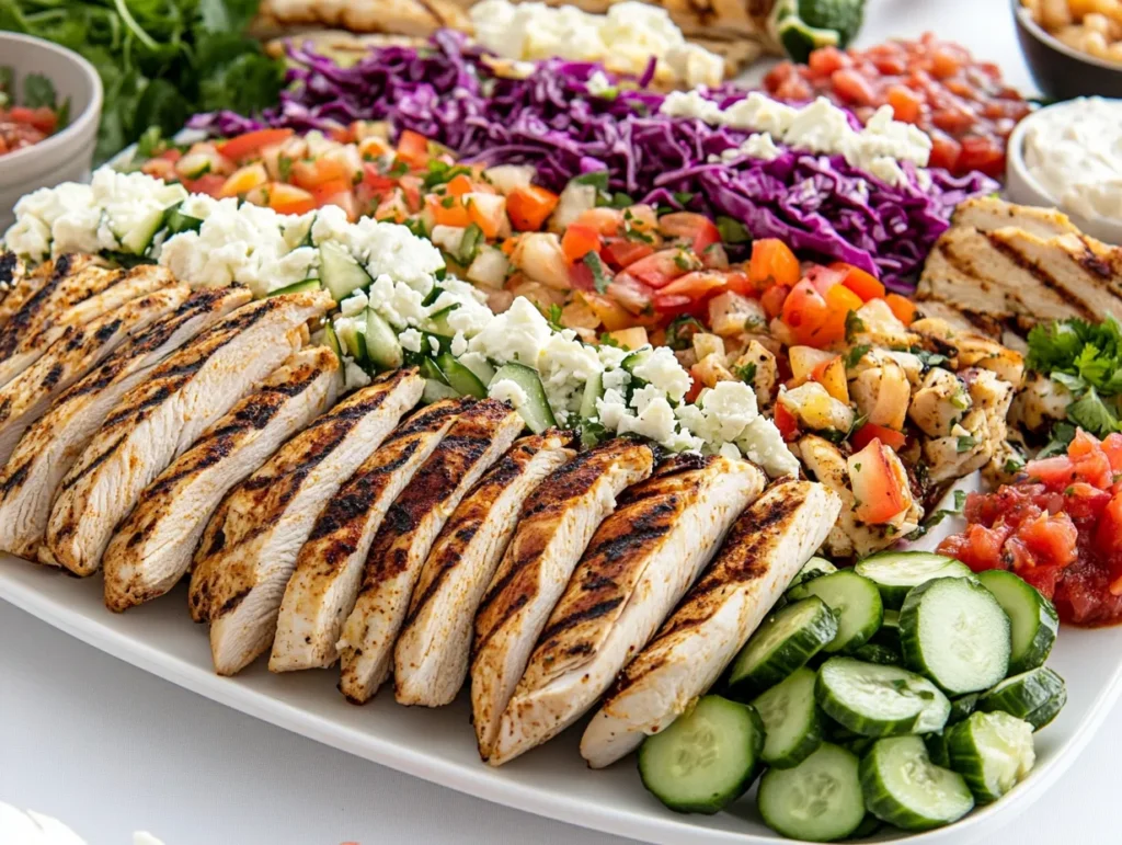Fresh ingredients for grilled chicken wraps.