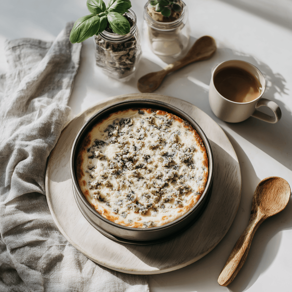 blue cheese cheesecake in springform pan