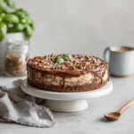 Whole German Chocolate Cake Cheesecake topped with coconut pecan frosting