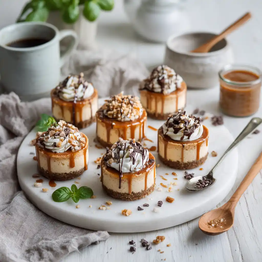 Mini Dulce De Leche Cheesecakes with assorted toppings