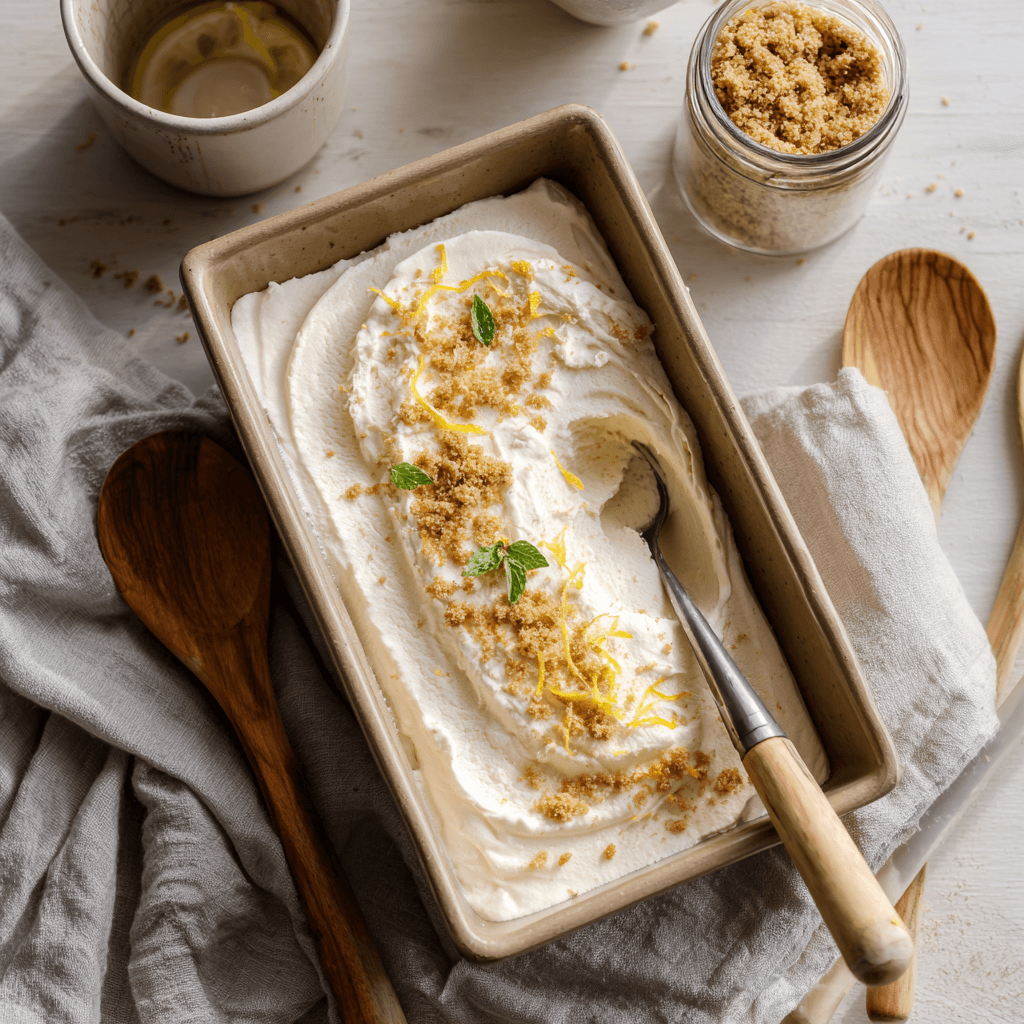Mixing graham cracker crumbs into ice cream layer